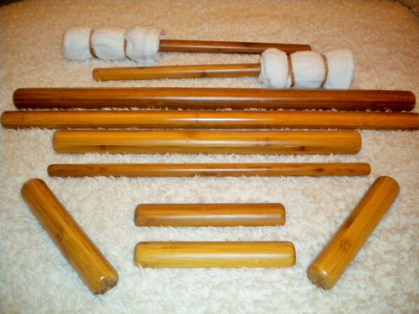 picture of warm bamboo massage sticks.