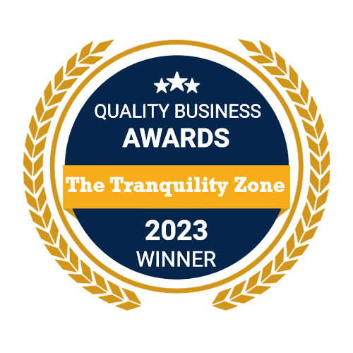 The Tranquility Zone, Quality Business award winner 2023 badge.  
